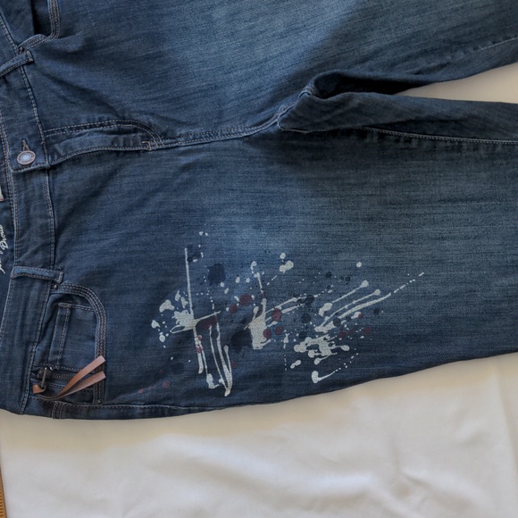 DC Jeans paint splatter dark blue, light fade in seat and front size 18 - Picture 3 of 8